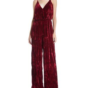 Aiden by Aiden Mattox Sleeveless Jumpsuit Wrinkle Velvet Size 8 Wine Red‎ Event